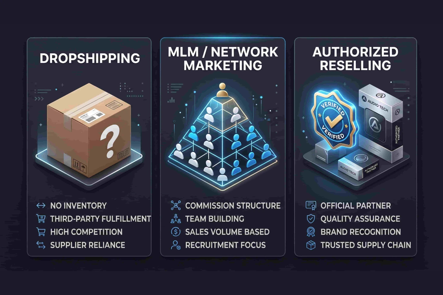 Dropshipping vs MLM vs Authorized Reselling - GridRay