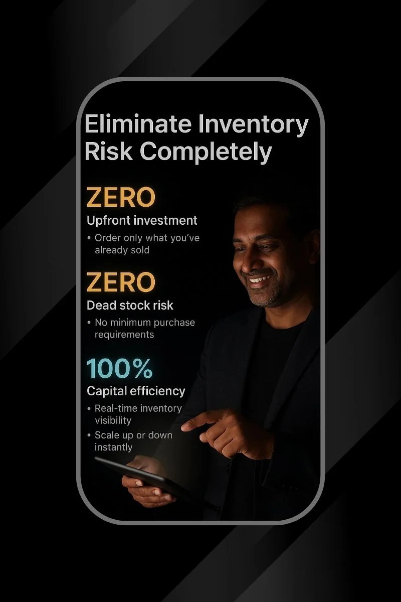 Hands on laptop showing inventory dashboard